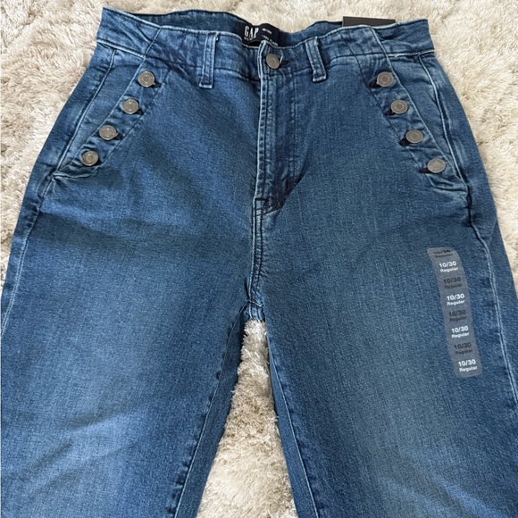 GAP Denim - GAP High Rise Blue Jeans with Nautical 70’s flare stretch sz 10/30 new